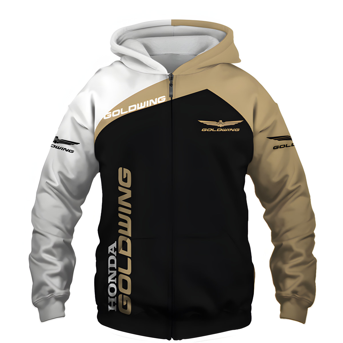 Gold Wing Love Zip Hoodie 3D
