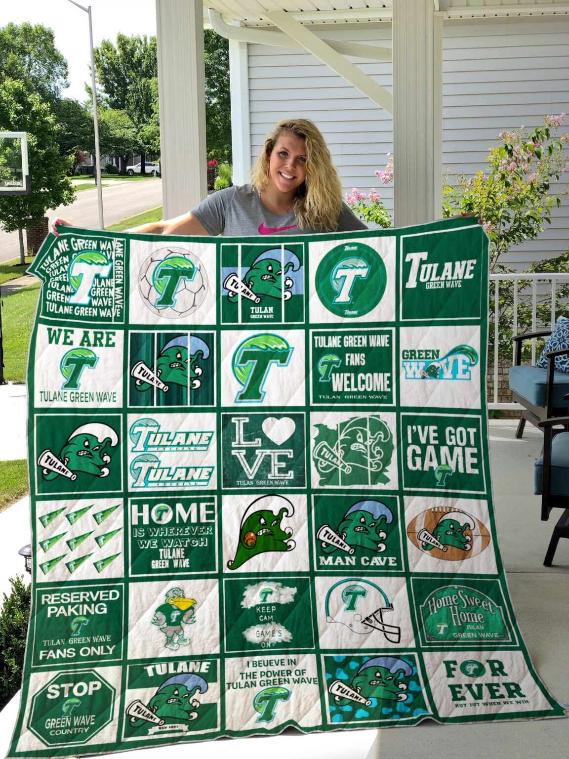 Tulane Green Wave Quilt 1 Tulane Green Wave Quilt