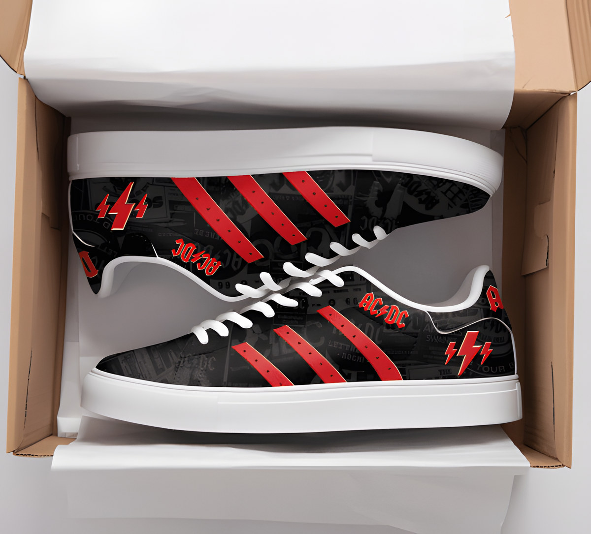 Acdc Black Red Stan Smith Shoes
