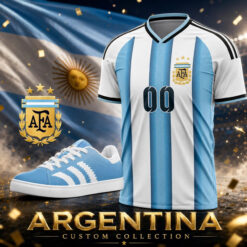 Argentina Custom Name Soccer Jersey Shirt and Stan Shoes