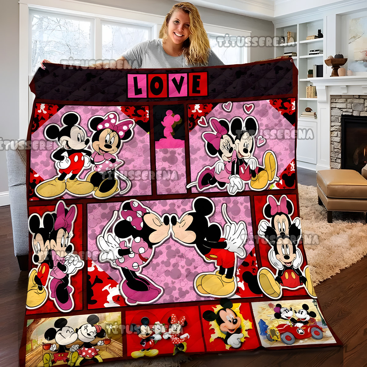 Mickey Love Minnie Quilt 05
