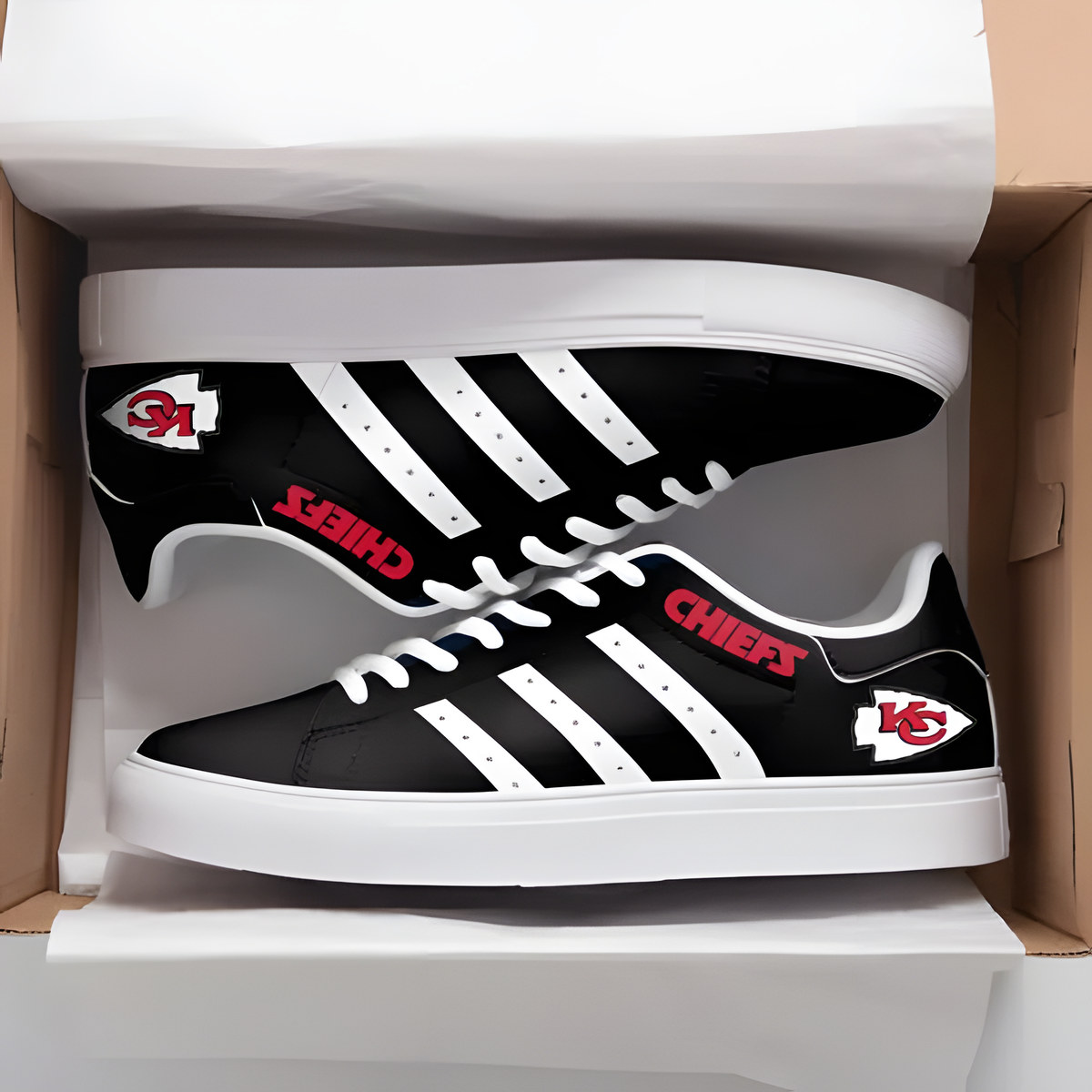 Kansas City Chiefs Black Stan Smith Shoes