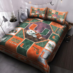 Miami Hurricanes 1G Quilt Bedding Set