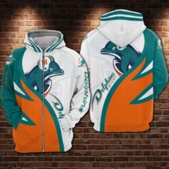 Miami Dolphins 1 Zip Hoodie 3D