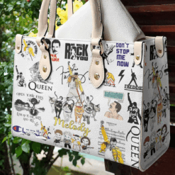 Queen Band White Leather Handbag