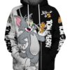 Tom And Jerry Zip Hoodie 3D